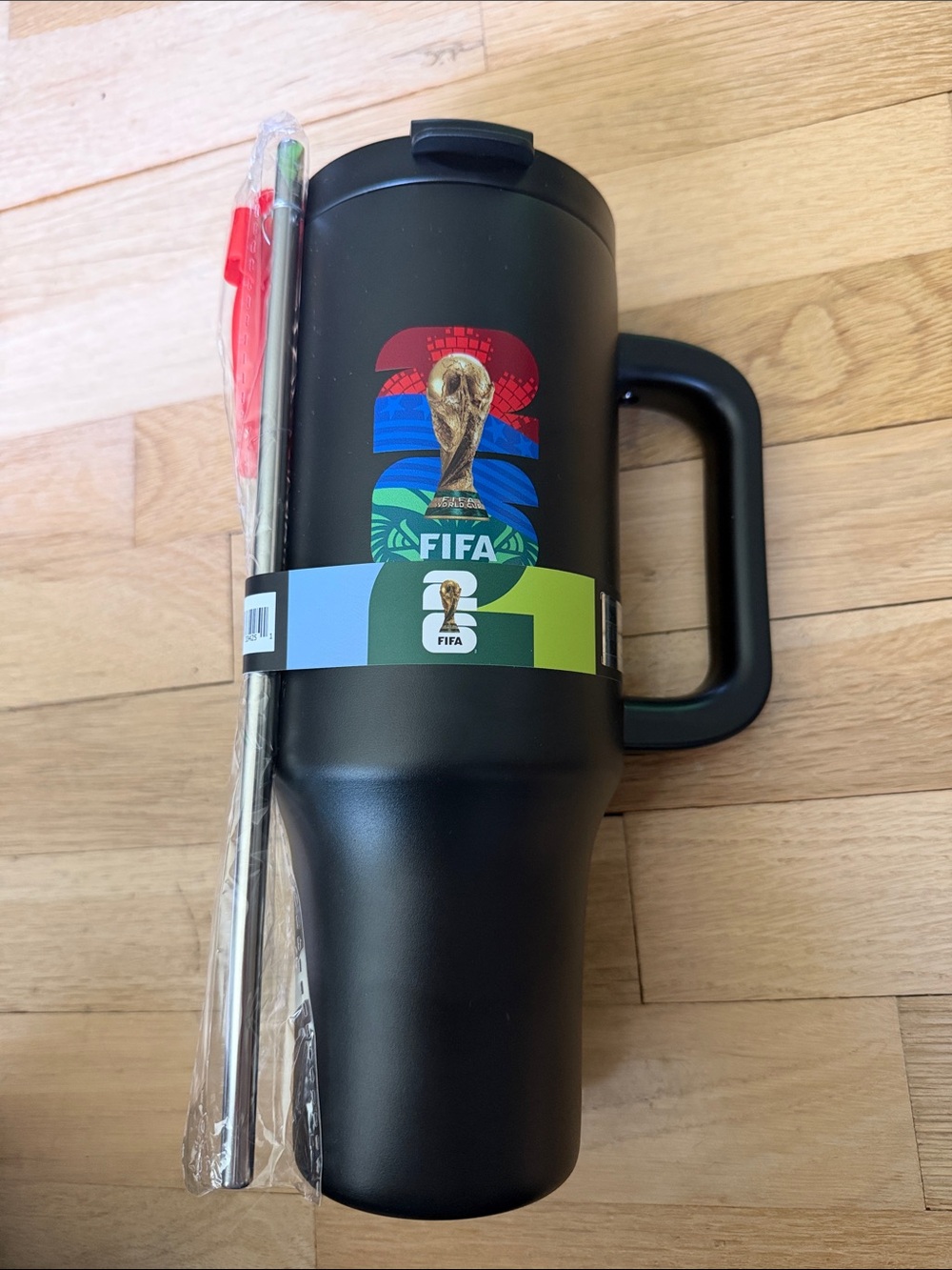 NWT FIFA 40oz Stainless Steel World Cup Travel Mug Black 2026 Logo 🇨🇦 🇺🇸 🇲🇽